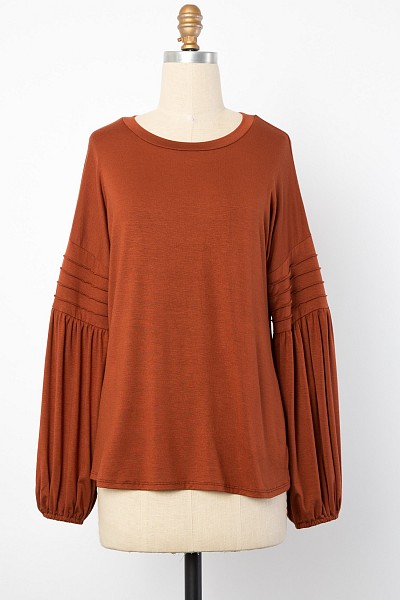 PT11646 BUBBLE SLEEVE TOP